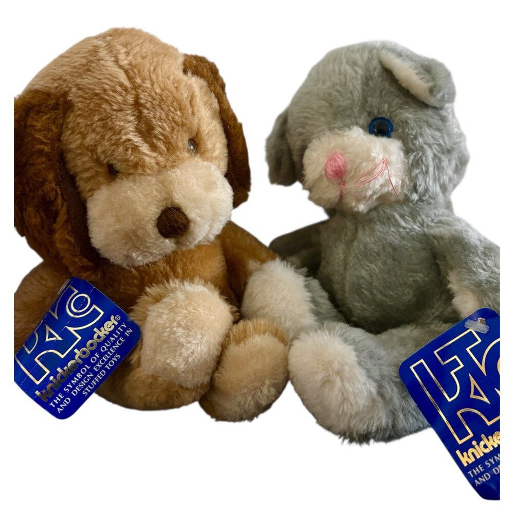 VTG Knickerbocker Dog And Cat Plush Bundle Set Of Two